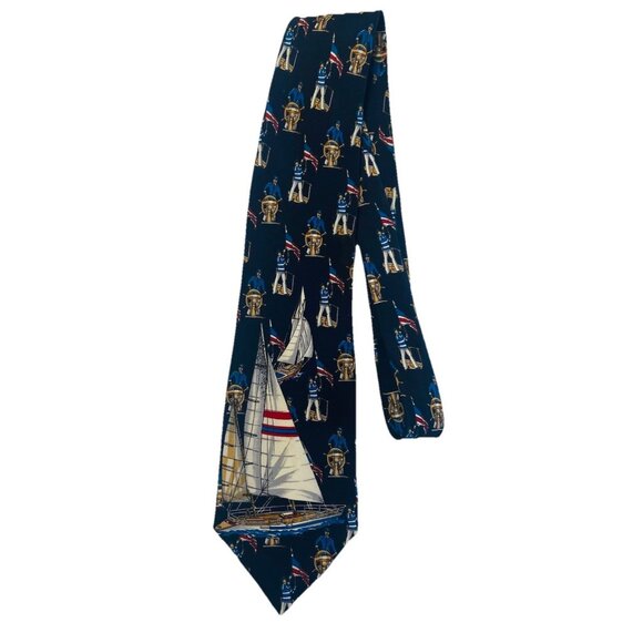 Porlifrano Other - Polifroni Milano Vintage Italian Silk Tie Made In Canada Nautical Beach Resort‎